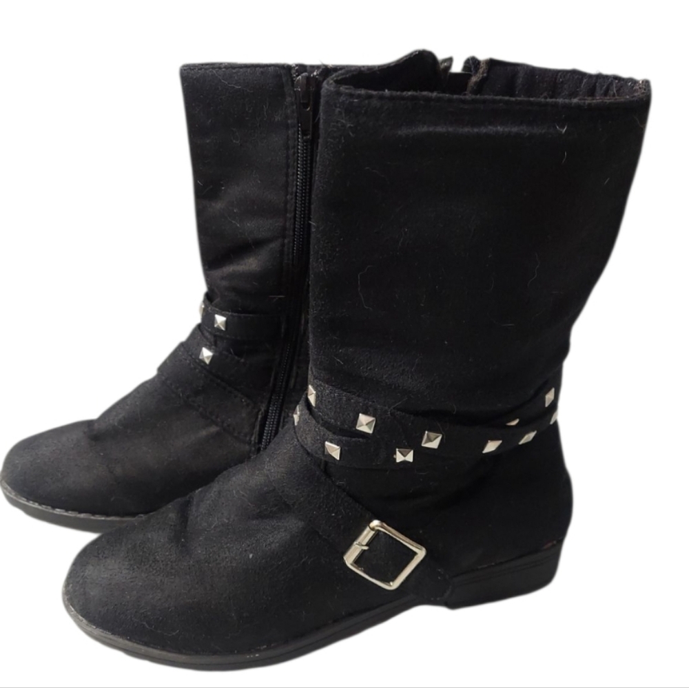Black Ankle Boots with Studded Belted Look Detail